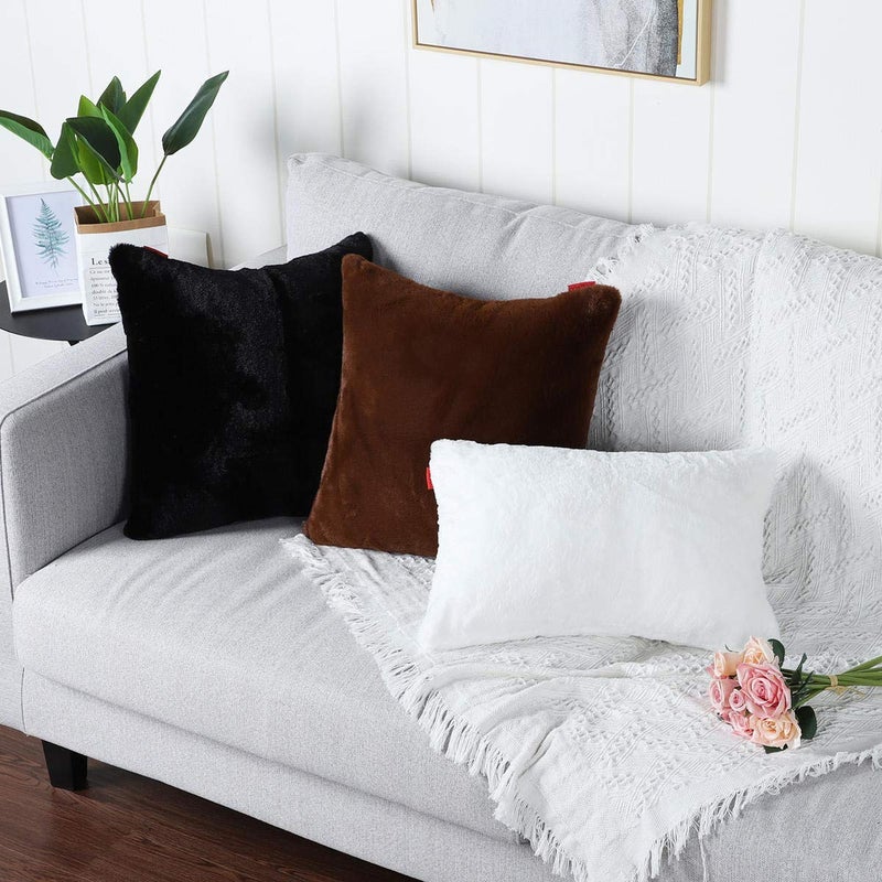 MANDIOO Pack of 2 Pure Snow White Faux Fur Fuzzy Cozy Soft Decorative Throw Pillow Covers Set Lumbar Cushion Cases Pillowcases for Sofa Bedroom Car 12x20 Inches - Image 4